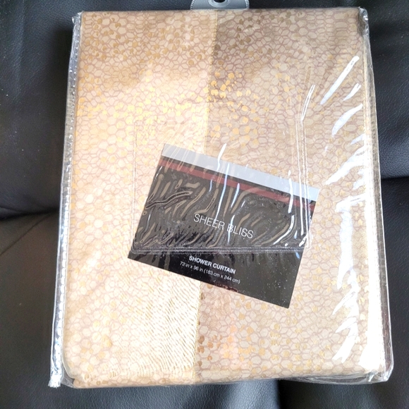 Metallic, Gold Outer Fabric Shower Curtain - Picture 2 of 3